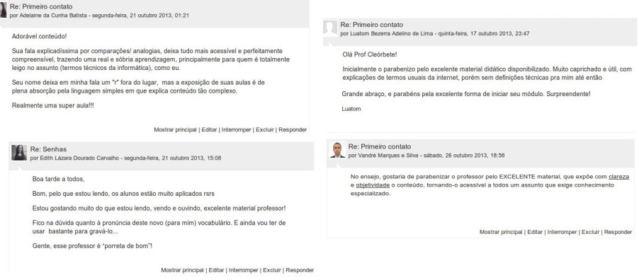 Comentários de alunos