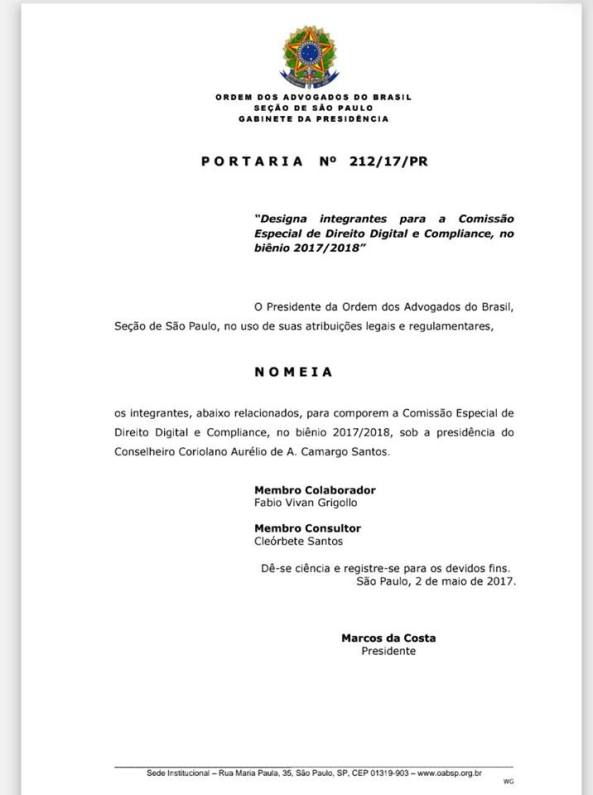 nomeacao-comissao-direito-digital-compliance-oabsp-cleorbete
